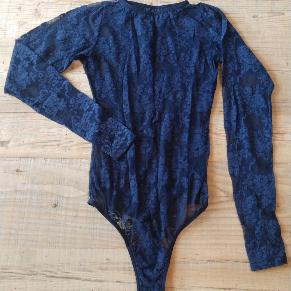 American Apparel long sleeve lace bodysuit.